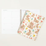 Cute Bunny Floral Spring Pattern Planner<br><div class="desc">Cute Bunny Floral Spring Pattern Planner. This design features a delightful pattern of baby bunnies and colorful spring flowers. Adorable bunnies in various playful poses, some cuddling, some holding flowers, create a heartwarming and whimsical scene. The soft pastel palette of pinks, yellows, blues, and greens on a light background evokes...</div>