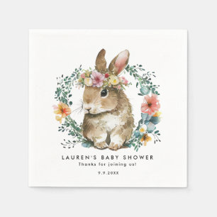 cute bunny florals spring baby shower napkins