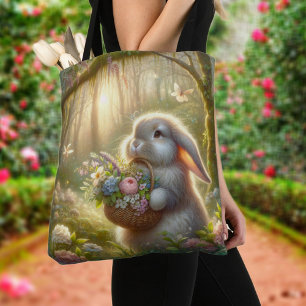 Cute Bunny Flowers Easter Basket  Tote Bag