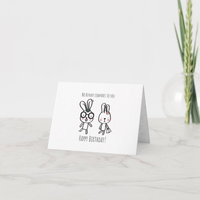 Cute Bunny folded Birthday Card for Kids (Front)