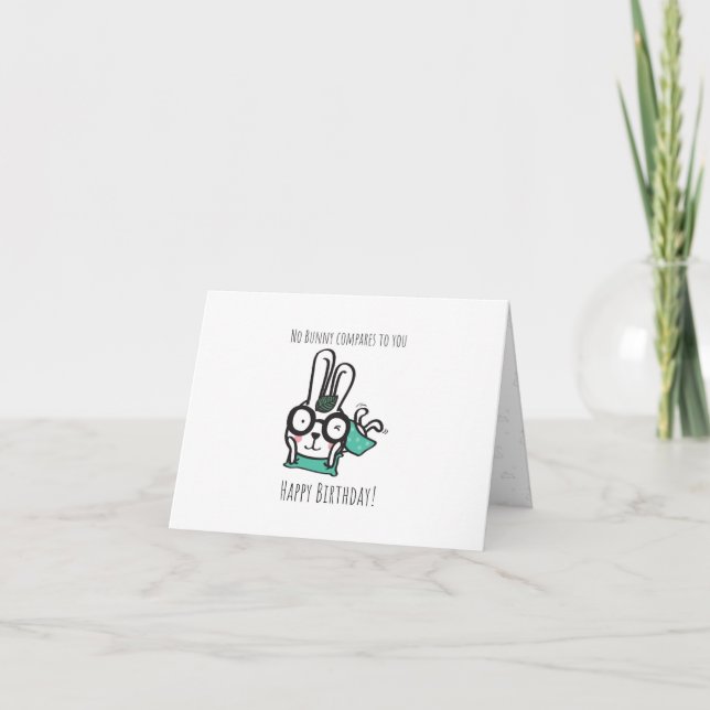 Cute Bunny folded Birthday Card for Kids (Front)
