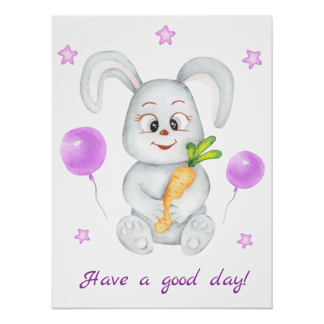 Cute Bunny for a positive mood Poster (Front)