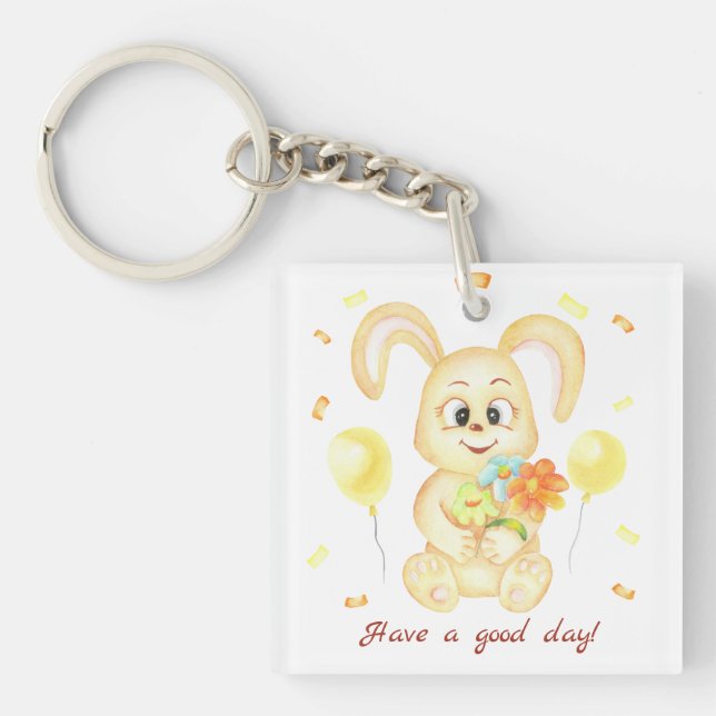 Cute Bunny for a positive mood Poster Key Ring (Front)