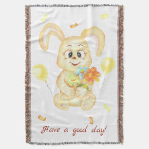 Cute Bunny for a positive mood Poster Throw Blanket
