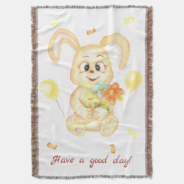 Cute Bunny for a positive mood Poster Throw Blanket (Front Vertical)
