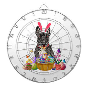 Cute Bunny French Bulldog Easter Day Eggs Basket Dartboard