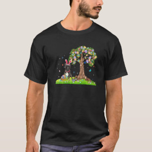 Cute Bunny French Bulldog With Easter Eggs Tree Ea T-Shirt