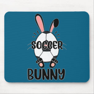 Cute bunny funny sporty easter rabbit soccer eggs  mouse pad