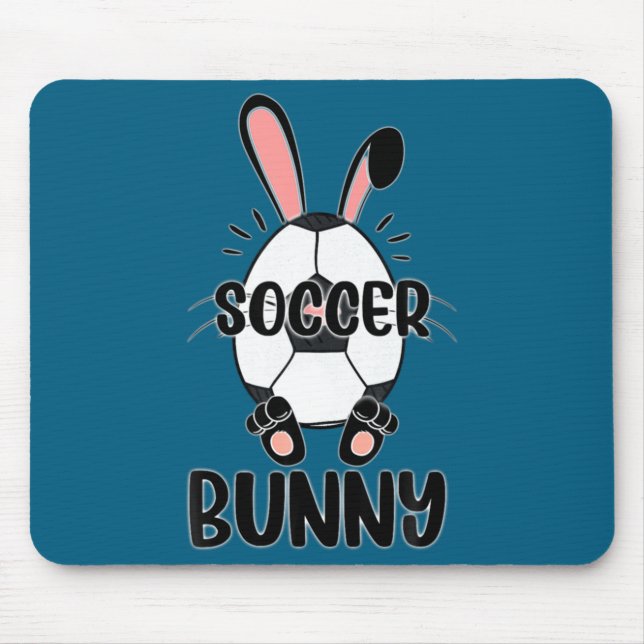 Cute bunny funny sporty easter rabbit soccer eggs  mouse pad (Front)