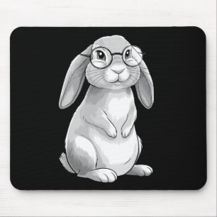 Cute Bunny Geek Nerd Rabbit Hipster Womens Girls T Mouse Pad