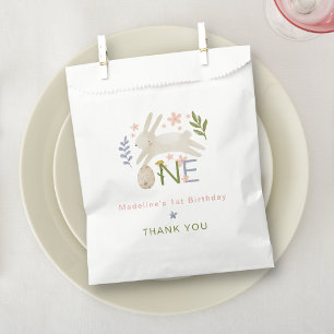 Cute Bunny Girl 1st Birthday Thank You Favour Bags