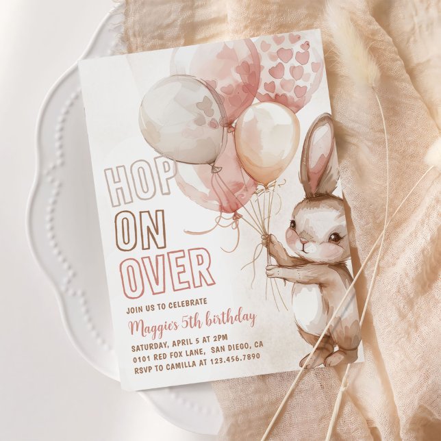 Cute Bunny Girl Birthday Party Pink Invitation (Creator Uploaded)