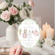 Cute Bunny Girl Clothesline Baby Shower 