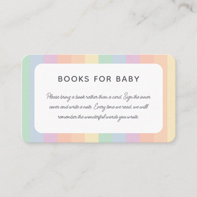 Cute Bunny Girl or Boy Baby Shower Books For Baby Enclosure Card (Front)