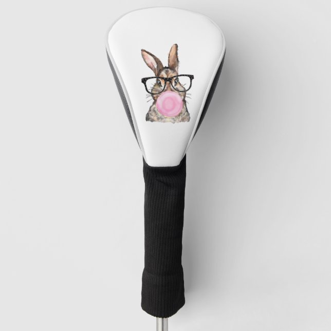 Cute Bunny Glasses Bubblegum Easter Day Girls Kids Golf Head Cover (Front)