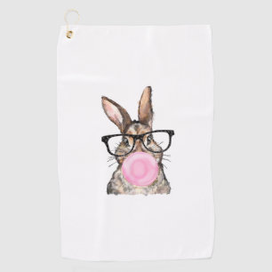 Cute Bunny Glasses Bubblegum Easter Day Girls Kids Golf Towel