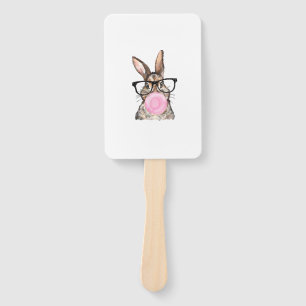 Cute Bunny Glasses Bubblegum Easter Day Girls Kids Hand Fan