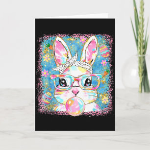 Cute Bunny Gles Coquette Bow Rabbit Eggs Happy Eas Card
