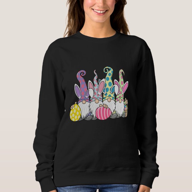 Cute Bunny Gnomes With Eggs Basket Happy Easter Sweatshirt (Front)