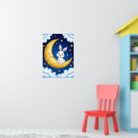Cute Bunny Golden Crescent Moon 🐰🌙Nursery Decor