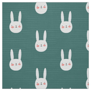 Cute Bunny Green White Rabbit Fabric