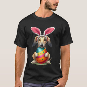 Cute Bunny Greyhound Dog Easter Hug Eggs Easter Da T-Shirt