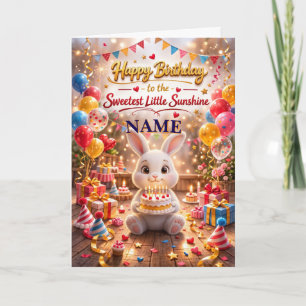 Cute Bunny Happy Birthday Card for Kids