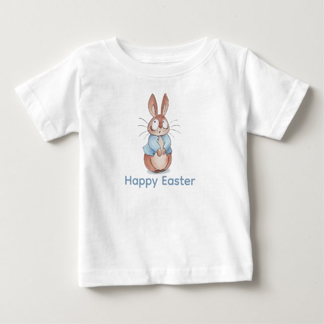 Cute Bunny Happy Easter – Adorable Rabbit Graphic Baby T-Shirt (Front)