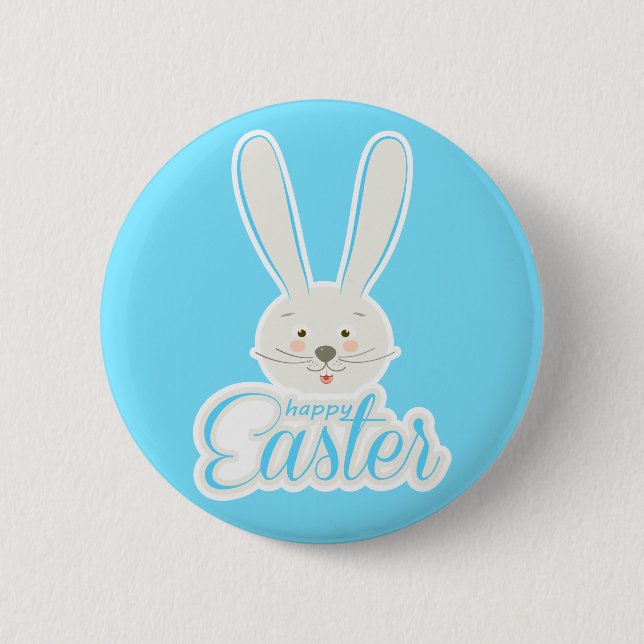 Cute Bunny Happy Easter Eggs Hunt Party Spring 6 Cm Round Badge (Front)