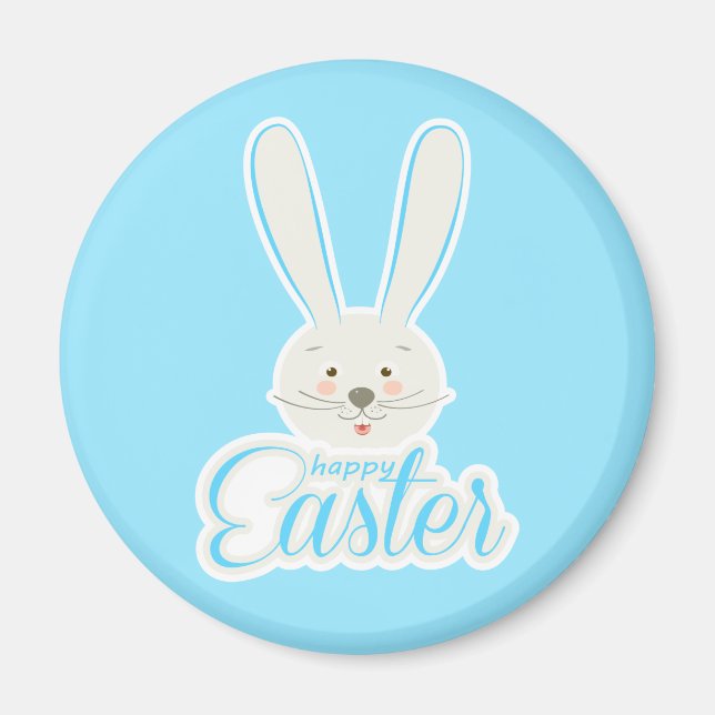 Cute Bunny Happy Easter Eggs Hunt Party Spring Magnet (Front)
