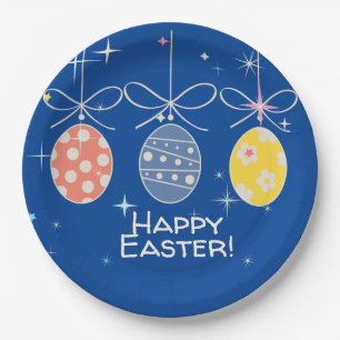 Cute Bunny Happy Easter Eggs Hunt Party Spring Paper Plate