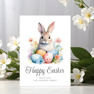 Cute Bunny Happy Easter Holiday Card