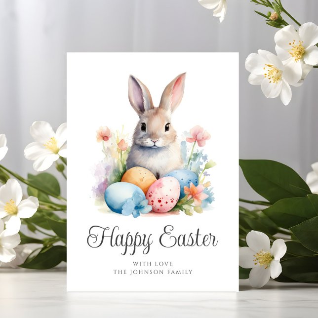 Cute Bunny Happy Easter Holiday Card (Cute Bunny Happy Easter Holiday Card)
