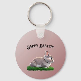 Cute Bunny Happy Easter Key Ring