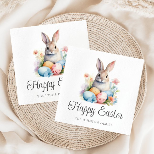 Cute Bunny Happy Easter Napkin (Cute Bunny Happy Easter Napkins)