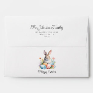 Cute Bunny Happy Easter Return Address Envelope