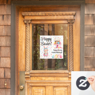 Cute Bunny Happy Easter-Spring 12x12 Window Cling