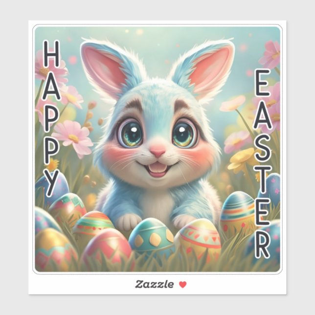 Cute Bunny Happy Eastter sticker (Sheet)
