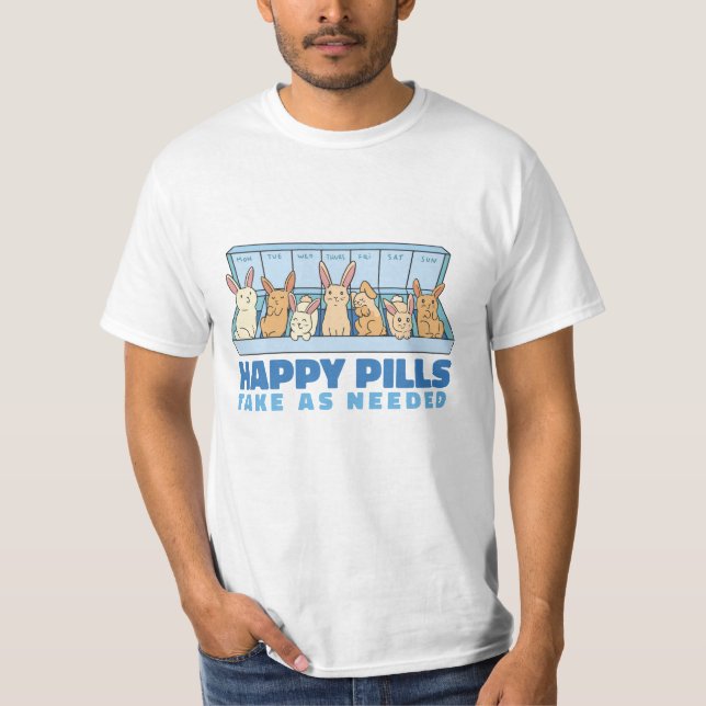 CUTE BUNNY HAPPY PILLS BOX T-Shirt (Front)