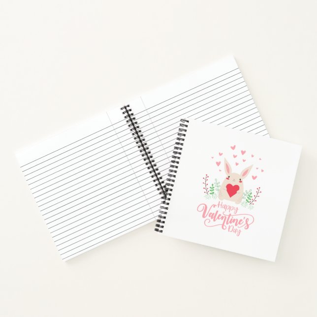 Cute Bunny Happy Valentine's Day | Notebook (Inside)