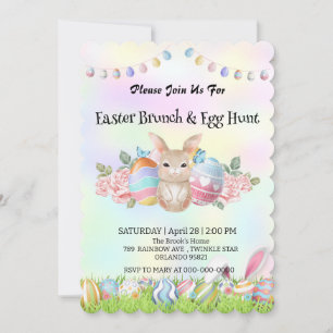 Cute bunny hare hunting egg Happy Easter day Party Invitation