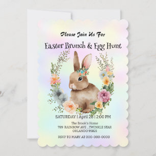 Cute bunny hare hunting egg Happy Easter day Party Invitation