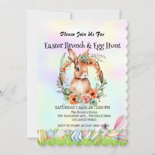 Cute bunny hare hunting egg Happy Easter day Party Invitation