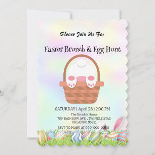 Cute bunny hare hunting egg Happy Easter day Party Invitation