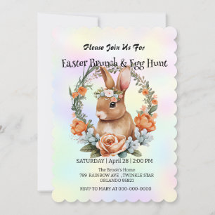 Cute bunny hare hunting egg Happy Easter day Party Invitation
