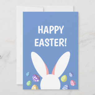 CUTE BUNNY HEAD AND EASTER EGGS HOLIDAY CARD