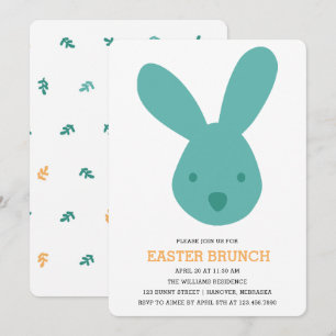 Cute Bunny Head Easter Brunch Invitation