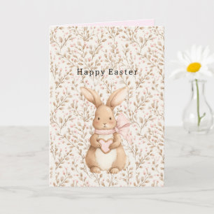 Cute Bunny Heart Bow Love Card