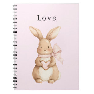 Cute Bunny Heart Bow Love Notebook