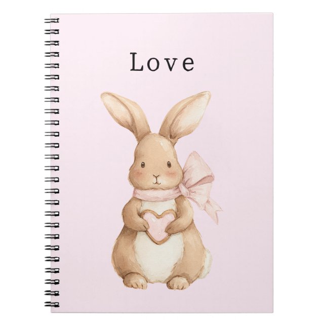 Cute Bunny Heart Bow Love Notebook (Front)